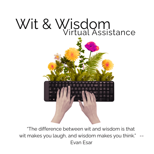 Hands typing on a keyboard surrounded by colorful flowers